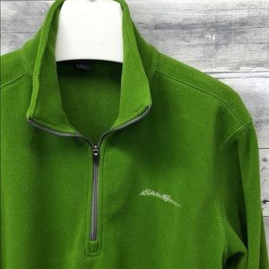 Eddie Bauer Green Fleece Quarter ZIP Henley Small